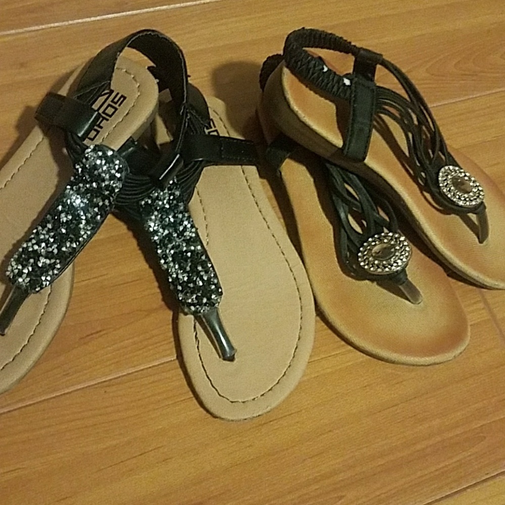 SOLD Bundle of Two pairs of black sandals